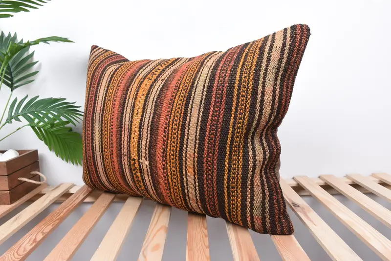 Turkish Pillow, Pillow for Sofa, Kilim Rug Cushion, Kilim Cushion Sham, 20x28 Red Pillow Sham, Pillow, Boho Chic Pillow Cover, Bright Pillow - 5