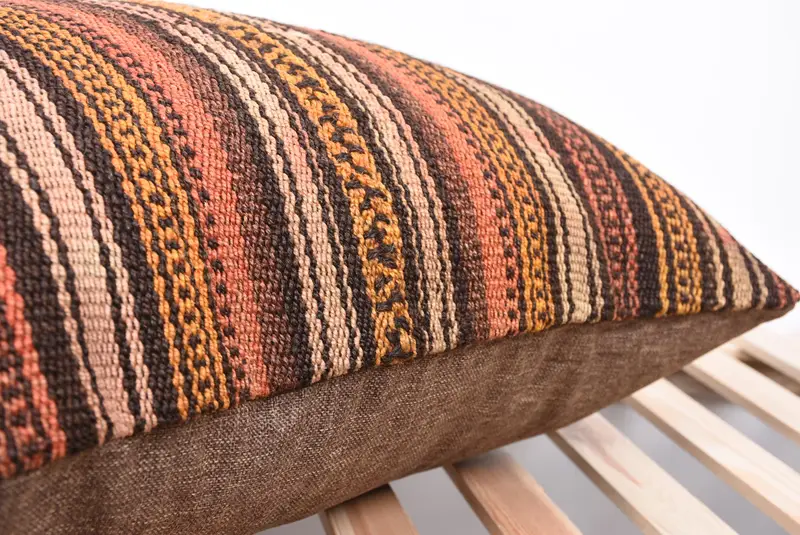 Turkish Pillow, Pillow for Sofa, Kilim Rug Cushion, Kilim Cushion Sham, 20x28 Red Pillow Sham, Pillow, Boho Chic Pillow Cover, Bright Pillow - 7