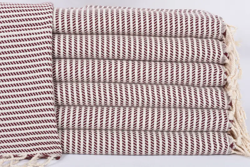 Personalized Kitchen Towel Turkish Hand Towel Burgundy Polka Dot, 40x20 Inches
