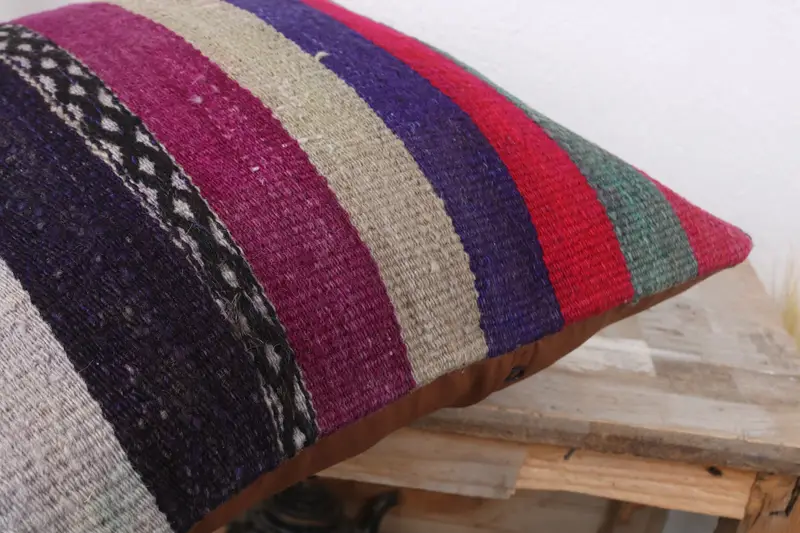 Ethnic Pillow Cover Pillow Sham, 16x16 Purple Pillow Sham, Boho Pillow Sham Cover, Car Pillow, Pillow, Throw Kilim Pillow, Turkish Kilim Pillow - 6
