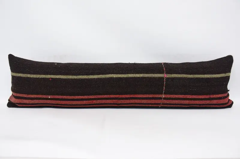 Throw Striped Brown Pillowcase, Rectangle 12x47 inch Antique Pillow Cover - 1