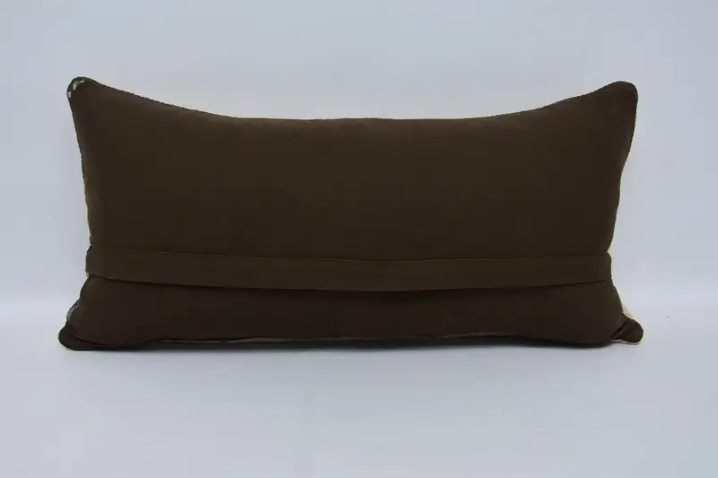 Wool Kilim Pillow Cushion Case, 12x24 Beige Cushion, Boho Pillow, Turkish Kilim Pillow, Vintage Pillow, Pillow Sham, Aztec Cushion - 6