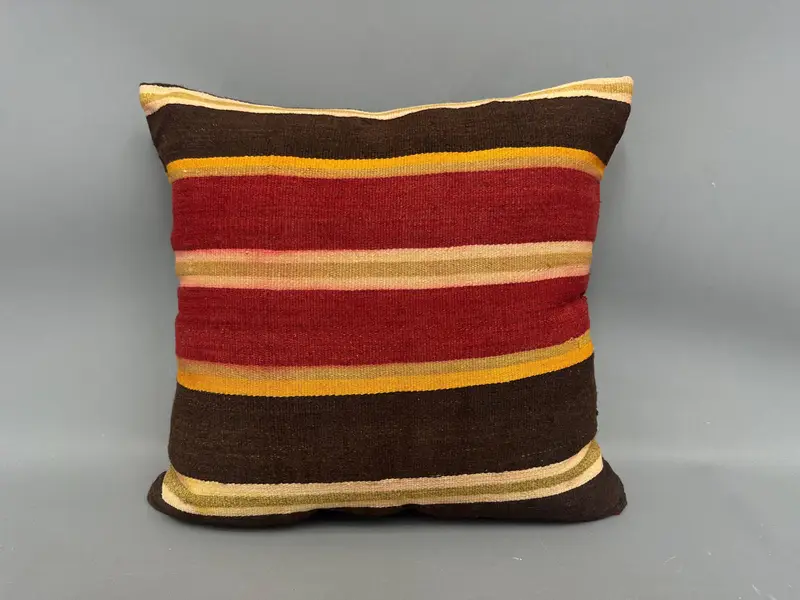 Handmade Kilim Cushion, Pillow for Sofa, Cushion, Turkish Kilim Pillow, 20x20 Red Cushion Case, Wool Kilim Pillow Cushion - 4