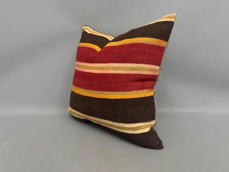 Handmade Kilim Cushion, Pillow for Sofa, Cushion, Turkish Kilim Pillow, 20x20 Red Cushion Case, Wool Kilim Pillow Cushion - 3