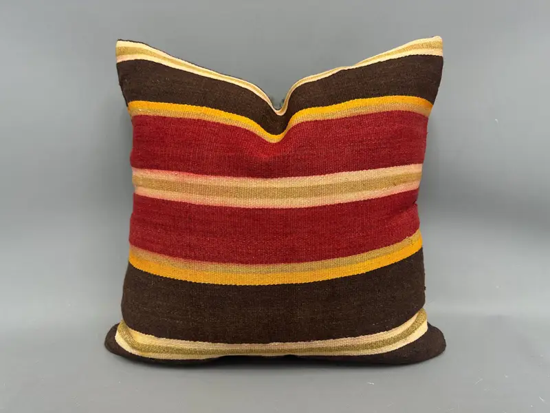 Handmade Kilim Cushion, Pillow for Sofa, Cushion, Turkish Kilim Pillow, 20x20 Red Cushion Case, Wool Kilim Pillow Cushion - 1