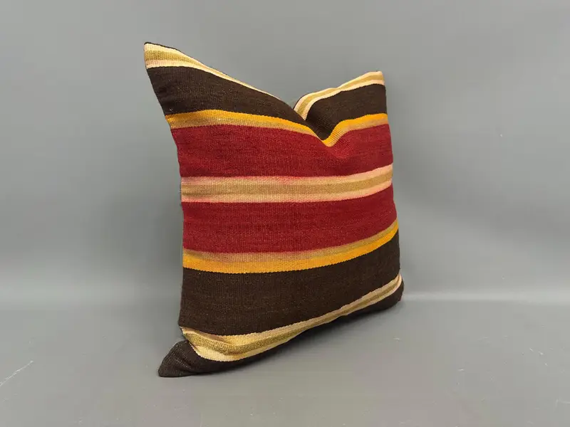 Handmade Kilim Cushion, Pillow for Sofa, Cushion, Turkish Kilim Pillow, 20x20 Red Cushion Case, Wool Kilim Pillow Cushion - 2