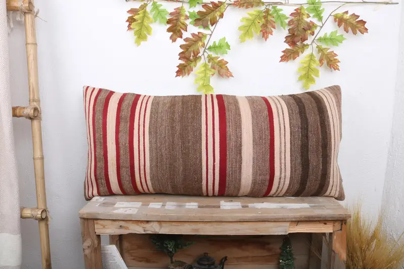 16x36 Red Pillow Cover, Turkish Pillow, Cushion Cover, Rustic Cushion, Pillow for Couch, Interior Designer Pillow, Tapestry Cushion Case - 1