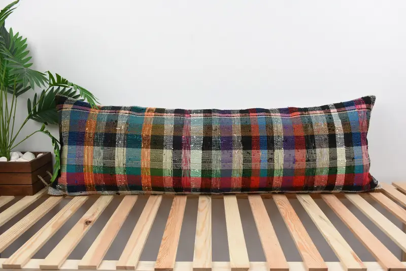 Throw Kilim Pillow, Rustic Cushion, 16x48 Blue Pillow Sham, Pillow for Couch, Indoor Cushion Case, Gift Pillow, Lounge Throw Pillow, Pillow - 1