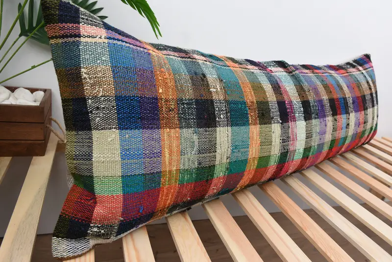 Throw Kilim Pillow, Rustic Cushion, 16x48 Blue Pillow Sham, Pillow for Couch, Indoor Cushion Case, Gift Pillow, Lounge Throw Pillow, Pillow - 4