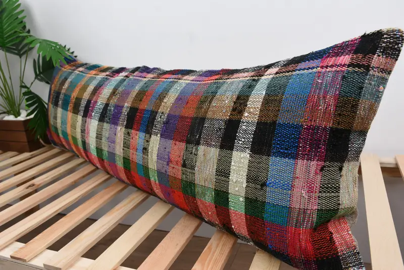 Throw Kilim Pillow, Rustic Cushion, 16x48 Blue Pillow Sham, Pillow for Couch, Indoor Cushion Case, Gift Pillow, Lounge Throw Pillow, Pillow - 5