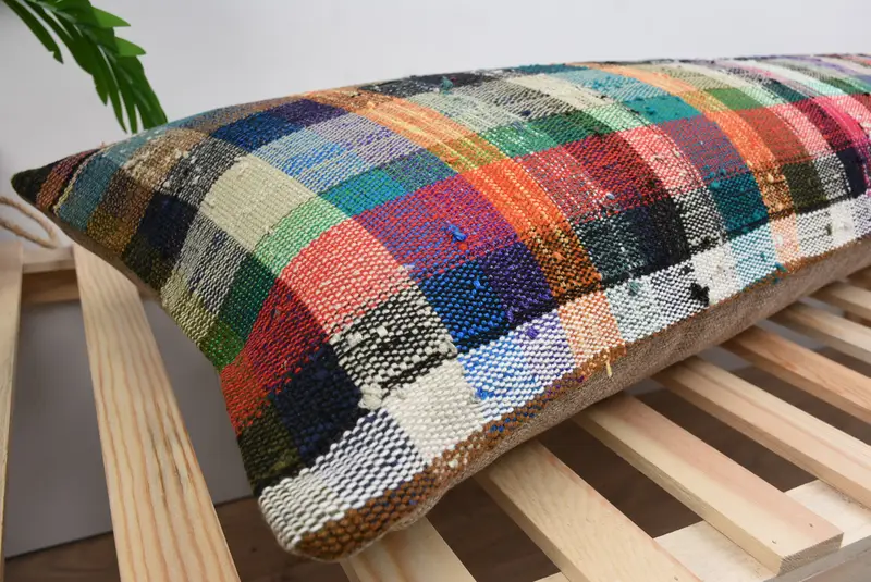 Throw Kilim Pillow, Rustic Cushion, 16x48 Blue Pillow Sham, Pillow for Couch, Indoor Cushion Case, Gift Pillow, Lounge Throw Pillow, Pillow - 6