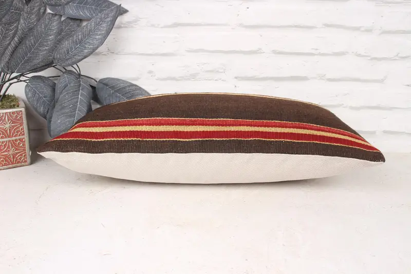 Bohemian Cushion Pillow Cover, Kilim Pillow, Pillow Sham, Interior Designer Pillow, Turkish Pillow, Christmas Cushion, 10x20 Brown Pillow - 3