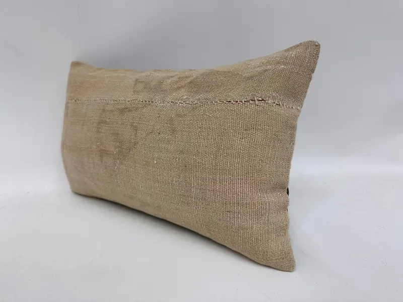 Throw Kilim Pillow, Handwoven Cushion, Boho Throw Pillow Case, Antique Pillows, 12x20 Beige Pillow, Turkish Pillow, Cushion Case - 4