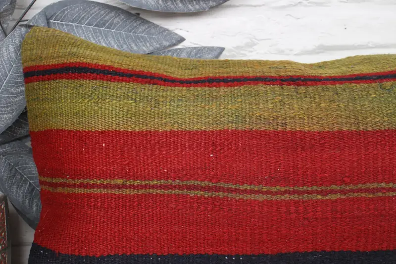 Kilim Cushion Sham, Garden Pillow Case, Authentic Pillow Sham, Pillow Case, 12x24 Green Pillow, Vintage Pillow, Kilim Pillow, Bright Pillow Cover - 2