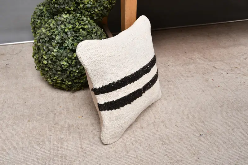 Antique Pillows, Pillow Cover, Designer Throw Cushion, Handmade Kilim Cushion, Boho Pillow Sham Cover, 12x12 White Cushion Cover, Christmas Cushion - 7