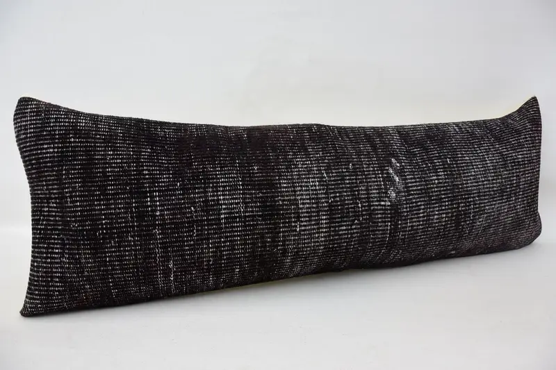 Turkish Corner Pillow Cover, Cushion, Outdoor Throw Pillow Case, Gift Pillow, Home Decor Pillow, 16x48 Black Pillow Cover, Turkish Kilim Pillow - 3