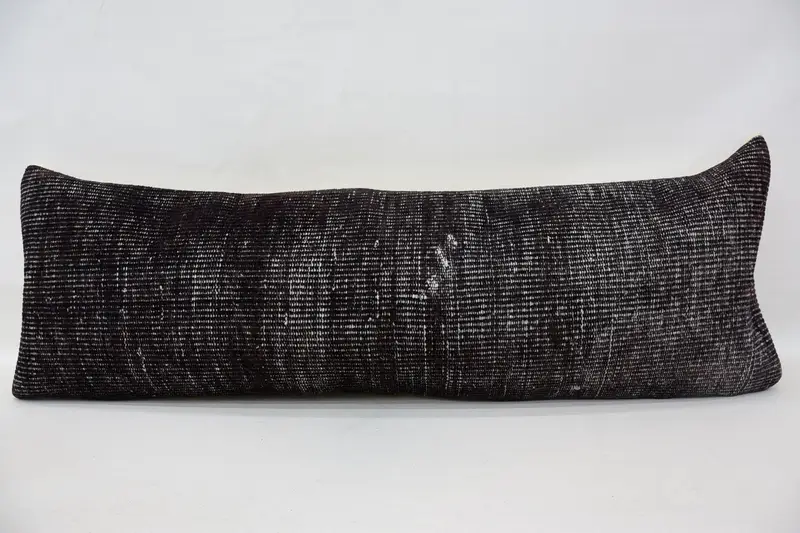 Turkish Corner Pillow Cover, Cushion, Outdoor Throw Pillow Case, Gift Pillow, Home Decor Pillow, 16x48 Black Pillow Cover, Turkish Kilim Pillow - 1