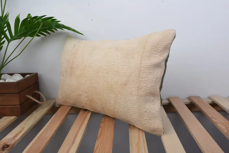 Pillow Case, Kilim Pillow Cover, Gift Pillow, Pillow for Sofa, Patio Pillow Sham, Accent Pillow, Sustainable Pillow, 12x20 Beige Pillow Sham - 5