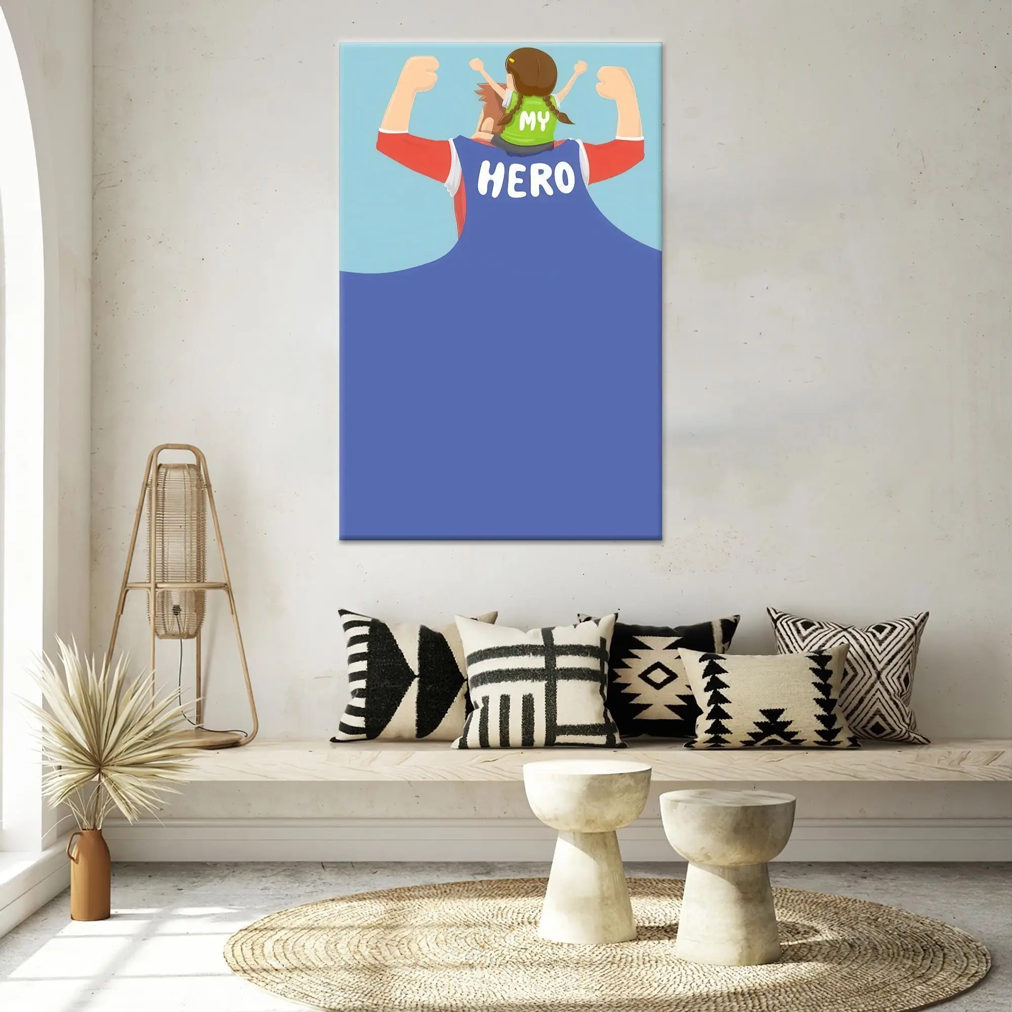 My Hero Dad Canvas Poster, Superhero Father Wall Art, Father Daughter Gift Print, Father’s Day Decor - 1