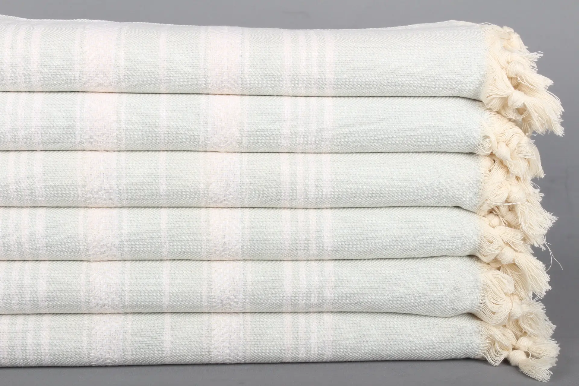 Personalized Mint Cotton Herringbone Towel, Turkish Beach Towel, 40x71 Inches - 1
