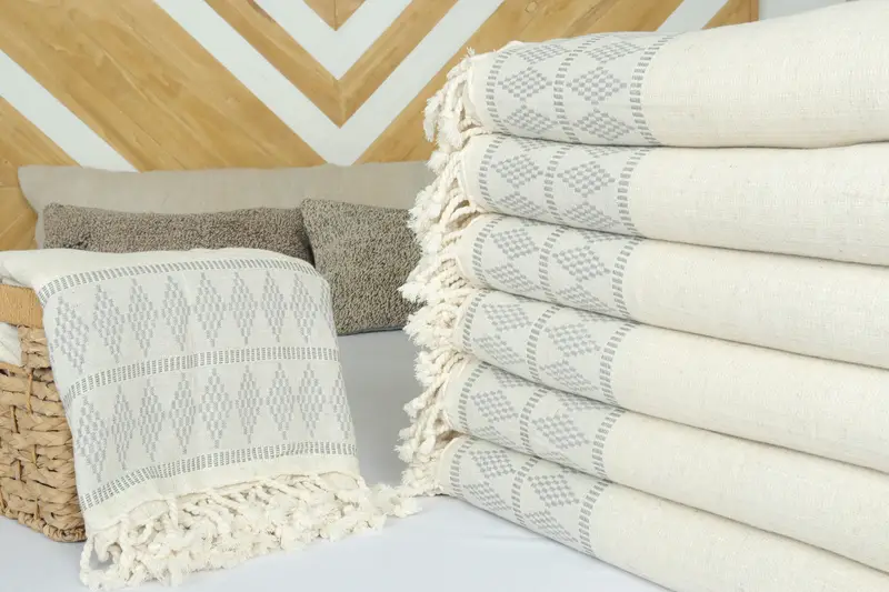 Turkish Tablecloth, 100x88 Linen Kilim Design Towel, Personalized Blanket, Bachelorette Party Favors Beach, Monogram Blanket, Bridesmaid Gifts - 4