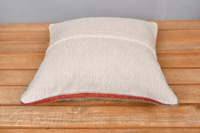 12x12 Orange Cushion, Turkish Kilim Pillow, Turkish Pillow, Ethnic Pillow Cover Pillow Cover, Vintage Pillow, Cushion, Handmade Throw Pillow Sham - 5