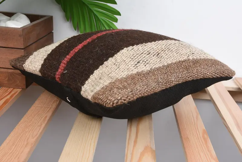 12x12 Brown Pillow Sham, Vintage Kilim Pillow, Pillow for Sofa, Kilim Rug Pillow Sham, Retro Cushion Case, Pillow Sham, Vintage Pillow - 6