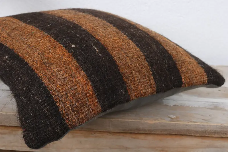 12x12 Brown Cushion Case, Ethnic Throw Pillow, Pillow, Turkish Kilim Pillow, Boho Pillow, Retro Pillow Case, Kilim Pillow Cover - 6