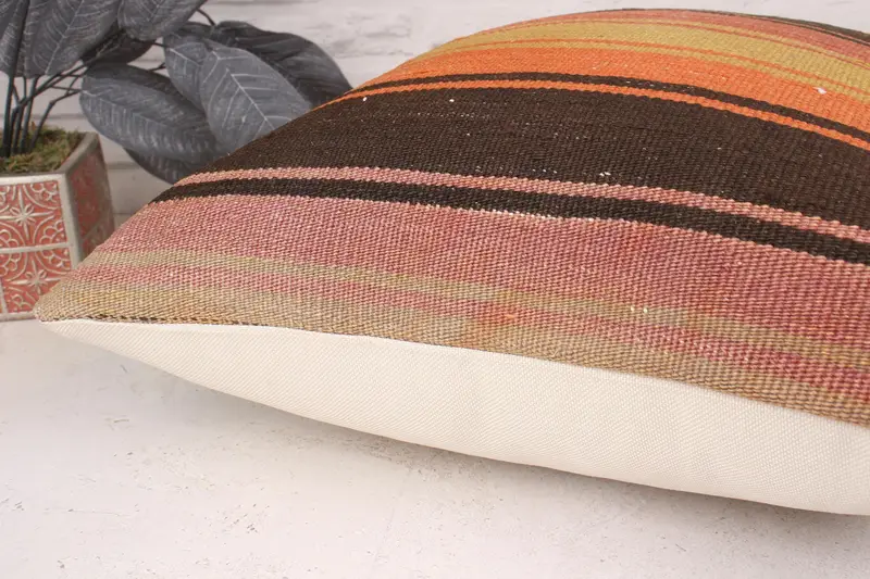 Authentic Cushion, Pillow Case, Antique Pillows, 20x20 Orange Pillow Case, Boho Pillow Sham Cover, Pillow for Sofa, Boho Throw Cushion - 6