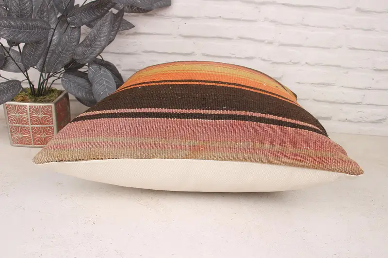 Authentic Cushion, Pillow Case, Antique Pillows, 20x20 Orange Pillow Case, Boho Pillow Sham Cover, Pillow for Sofa, Boho Throw Cushion - 5