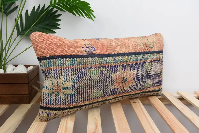 Floor Pillow, Boho Pillow, Natural Pillow Sham, Pillow, Tapestry Cushion Cover, Antique Pillows, 12x24 Blue Pillow Case, Boho Pillow Sham Cover - 4