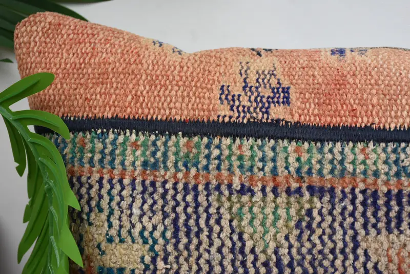 Floor Pillow, Boho Pillow, Natural Pillow Sham, Pillow, Tapestry Cushion Cover, Antique Pillows, 12x24 Blue Pillow Case, Boho Pillow Sham Cover - 3