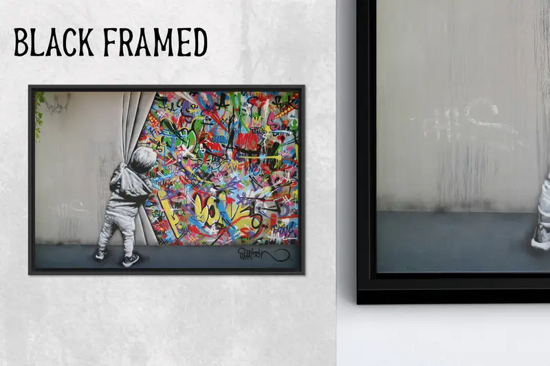 Canlı Banksy Boy Grafiti Kanvas Tablo - Modern Sanat Dekor