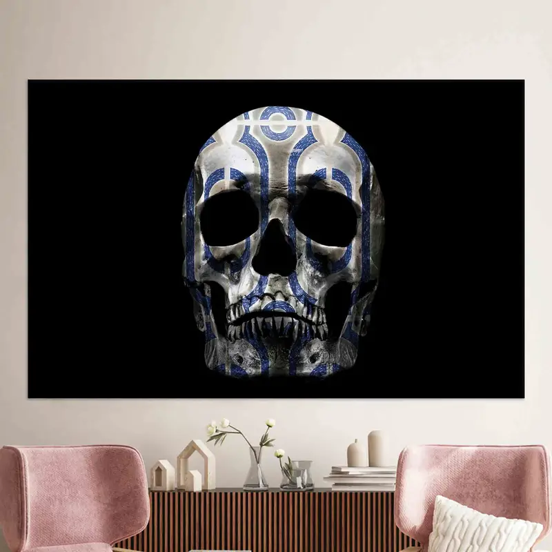 Modern Abstract Skull Canvas: Trendy Horror Art Print