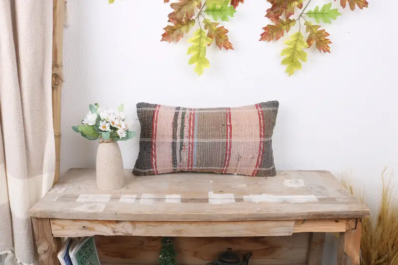 Kilim Pillow Cover, 8x16 Pink Pillow, Morroccon Kilim Cushion Pillow, Handmade Kilim Cushion, Kilim Pillow, Pillow Sham, Anatolian Pillow - 1