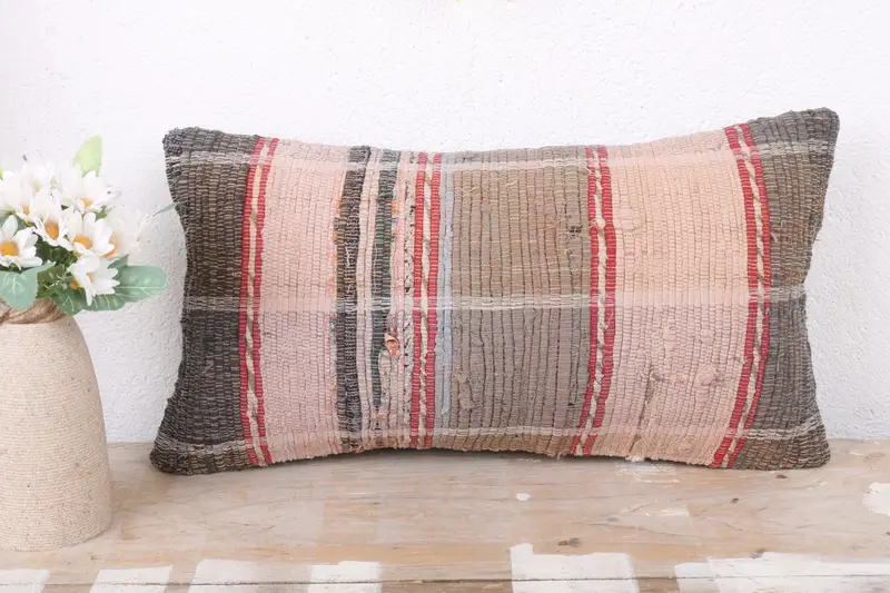 Kilim Pillow Cover, 8x16 Pink Pillow, Morroccon Kilim Cushion Pillow, Handmade Kilim Cushion, Kilim Pillow, Pillow Sham, Anatolian Pillow - 2
