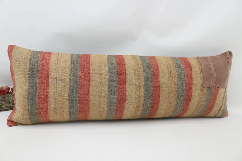 Boho Pillow Sham Cover, Pillow Cover, 12x36 Beige Cushion Cover, Gift Pillow, Pillow for Couch, Vintage Kilim Pillow Cushion Cover, Pet Pillow Cover - 3