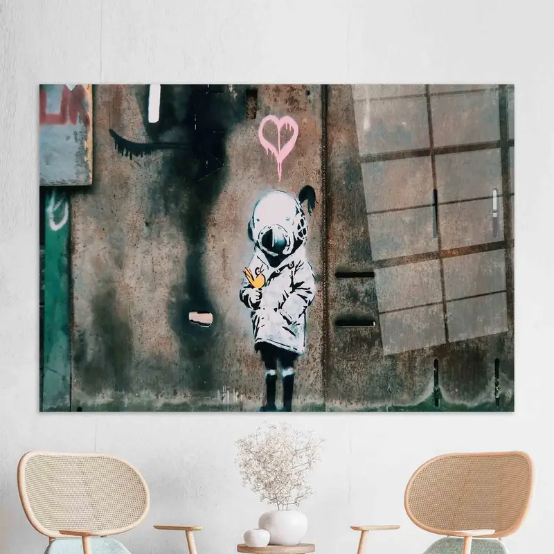 エレガントなプリントガラス: バンクシー グラフィティ スペース ガールのテーマ