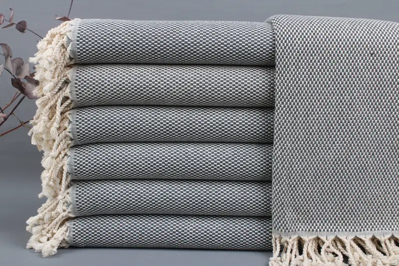 Personalized Turkish Towel Dark Gray Striped, 40x71 Inches