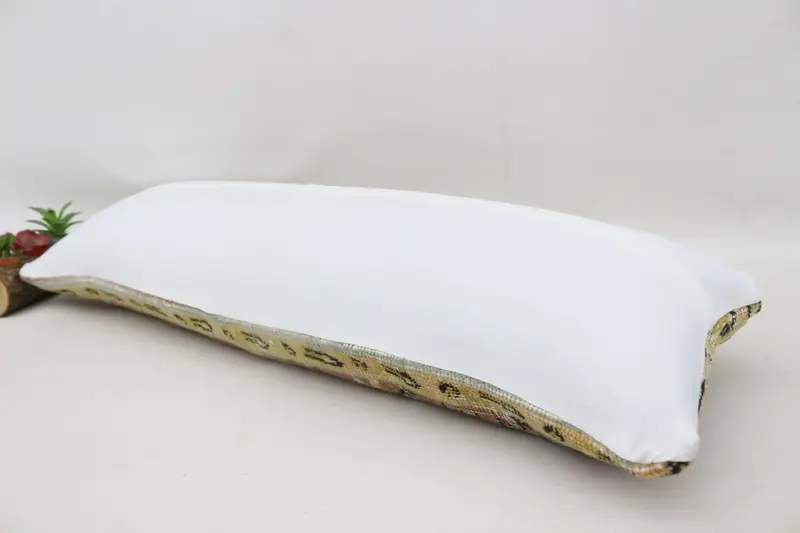 Boho Pillow Sham Cover, Vintage Kilim Pillow, Pillow for Sofa, 12x36 Beige Cushion Case, Crochet Pattern Pillow Sham, Cushion Cover - 6