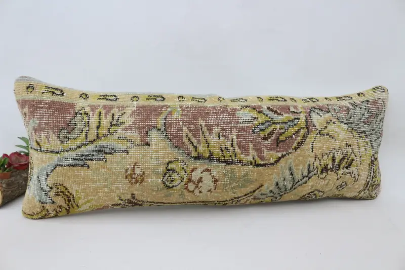 Boho Pillow Sham Cover, Vintage Kilim Pillow, Pillow for Sofa, 12x36 Beige Cushion Case, Crochet Pattern Pillow Sham, Cushion Cover - 3