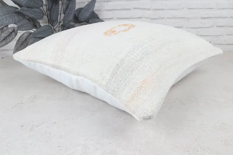 Kilim Cushion Sham, Indoor Cushion Cover, Pillow for Sofa, Antique Pillows, Pillow Case, 22x22 White Cushion Case, Muted Pillow - 7