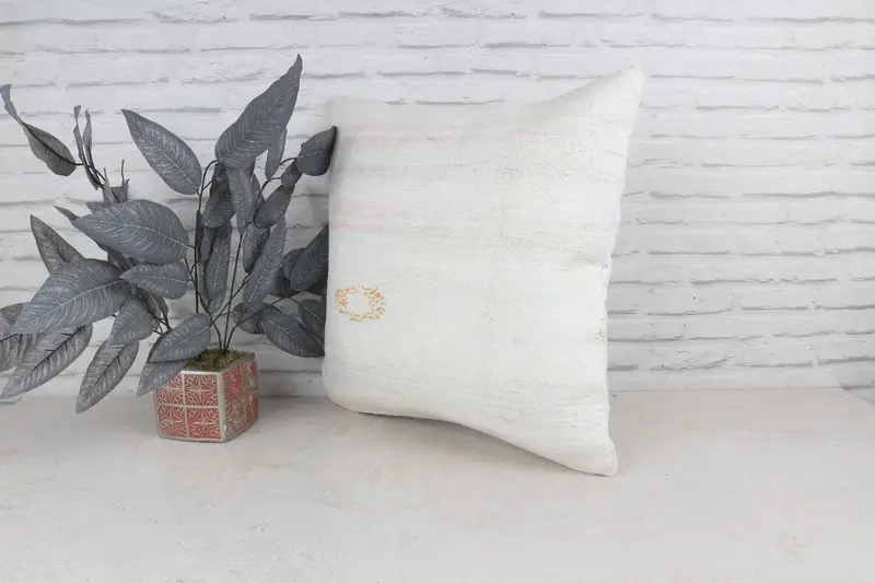 Kilim Cushion Sham, Indoor Cushion Cover, Pillow for Sofa, Antique Pillows, Pillow Case, 22x22 White Cushion Case, Muted Pillow - 5