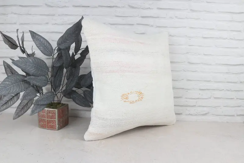 Kilim Cushion Sham, Indoor Cushion Cover, Pillow for Sofa, Antique Pillows, Pillow Case, 22x22 White Cushion Case, Muted Pillow - 4