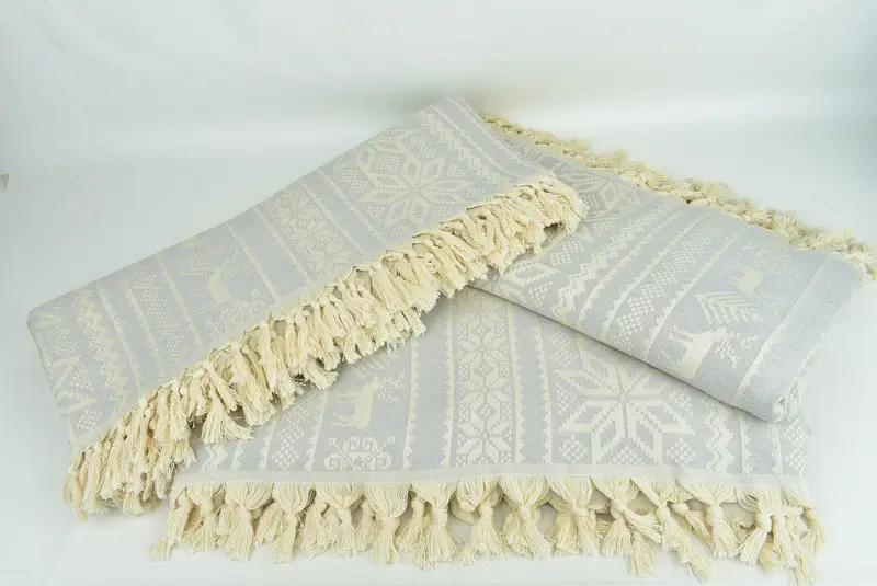 Housewarming Gift, 96x88 Cotton Christmas Design, Deer Pattern Towel, Decorative Bedspread, Gift For Bride, Wedding Favors, Bridal Shower Gift - 7
