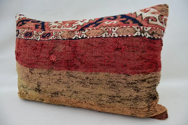 Pillow for Sofa, Oriental Cushion Cover, Crochet Pattern Cushion Cover, Handmade Kilim Cushion, Vintage Pillow, 16x24 Beige Cushion, Pillow Cover - 3
