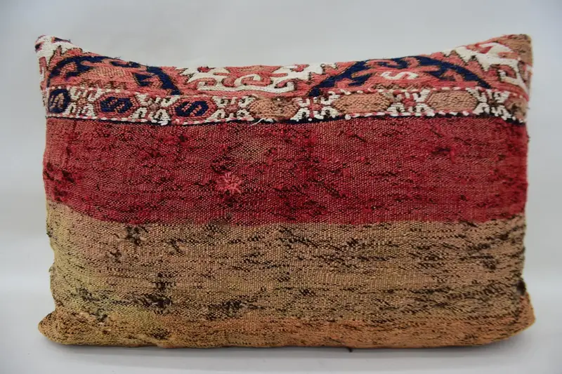 Pillow for Sofa, Oriental Cushion Cover, Crochet Pattern Cushion Cover, Handmade Kilim Cushion, Vintage Pillow, 16x24 Beige Cushion, Pillow Cover - 4