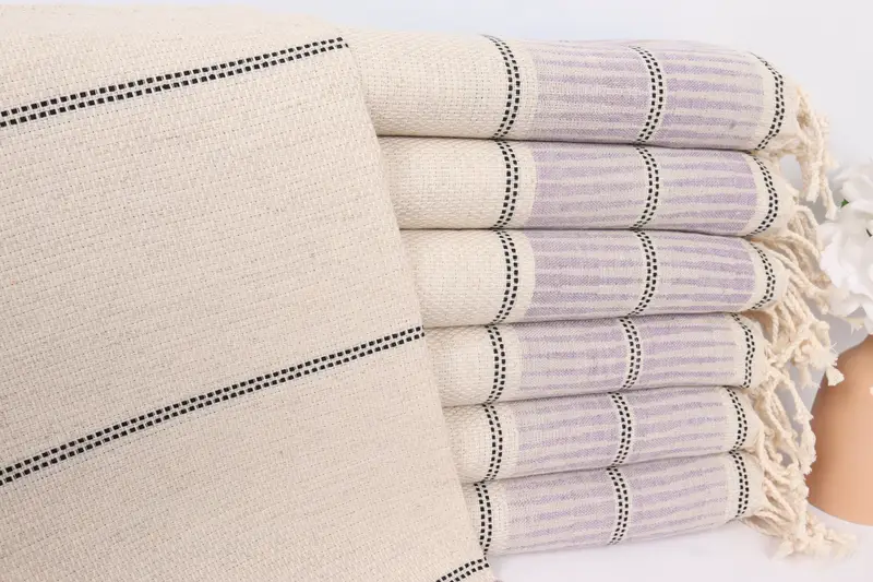 Small Bath Towels, Handmade Gift, Bachelorette Favor, Bridesmaid Towel, 40x20 Linen Striped Towel, Personalized Kitchen Towel, Monogram Hand Towel - 1