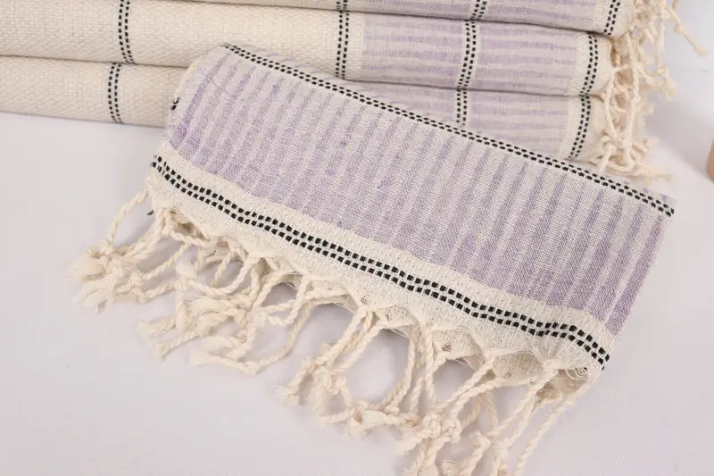 Small Bath Towels, Handmade Gift, Bachelorette Favor, Bridesmaid Towel, 40x20 Linen Striped Towel, Personalized Kitchen Towel, Monogram Hand Towel - 4