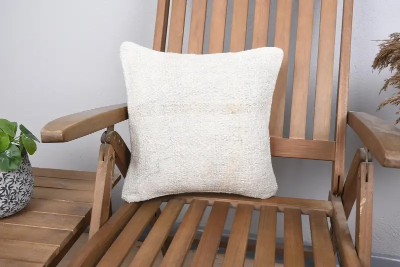 Pillow for Couch, Patio Pillow Case, Patio Cushion Case, 14x14 Beige Pillow, Pillow Sham, Throw Kilim Pillow, Home Decor Pillow - 1